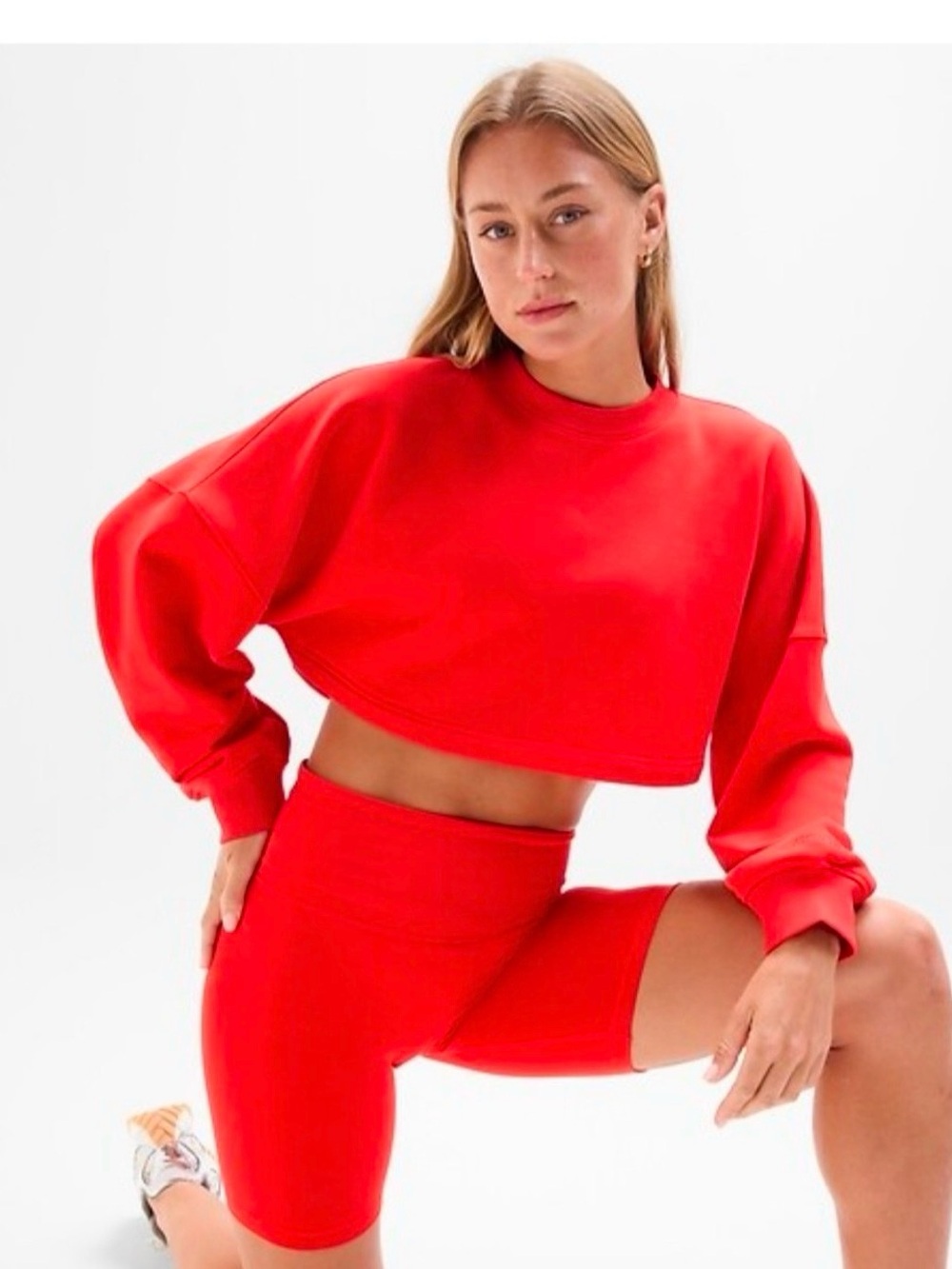 Athleta Crop Crew Sweatshirt - Size Medium - Cardinal